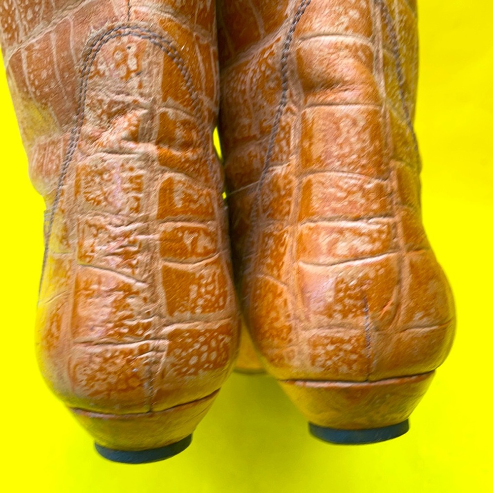 Vintage orange all leather booties - Picture 6 of 10